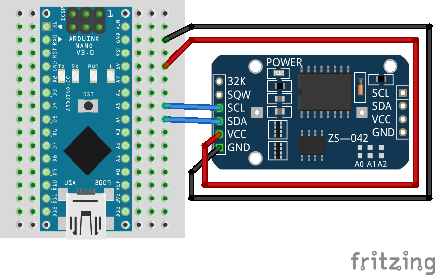 Arduino Nano wiring with DS3231 RTC module